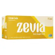 Zevia Zero Sugar Soda, Cream Soda, 12 oz Cans (8-Pack)