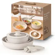 Non Stick Pots and Pans Set with Detachable Handle Skillet & Saucepan Set