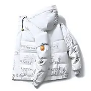Men's Winter Coat Puffer Jacket Hoodie Jacket Imitation Silk Cotton Hoodie Outdoor Casual Daily Short Windproof Warm Fall Winter Solid / Plain Color Silver Bl