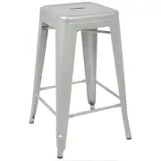 NEW! MODERN STEEL 24" BARSTOOL - COUNTER RETRO TOLIX-STYLE BAR STOOL-AJAX SILVER