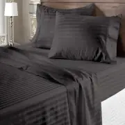 Ultra Deep Pocket Bed Sheets Egyptian Cotton Grey Stripes Select Item