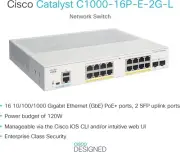 New Cisco C1000-16P-E-2G-L - 16 RJ45 PoE+ / 2 SFP Managed Ethernet Switch