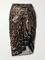 [Dolce & Gabbana] Dolce & Gabbana - Leopard-print Silk Pareo - Leopard print - One size One size Animal print