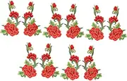 Tofficu 5 Pair Floral Sew-on Patches: Embroidered Appliques Garment Appliques for Clothing Repair DIY Craft Decoration for Jackets Bags Jeans