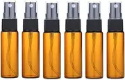 OHEETU 6Pcs 20ML/0.7oz Empty Amber Glass Fine Mist Spray Bottles with Black Sprayer and Clear Cap Refillable Sample Perfume Essential Oil Liquid Vials Cosmetic Makeup Storage Containers Jars