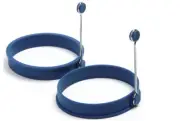 Blue Silicone Round Pancake Or Egg Rings 2 Pieces, Cooks Perfect Round Pancakes