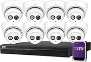 Dahua 8CH 6MP PoE Home Security Camera System, 6MP Outdoor PoE IP Cameras with Build in MIC, 4K 8-Channel NVR (NVR4208-8P-4KS2+IPC-HDW4631C-A 2.8MM(8PCS)+4TB HDD(1PCS))