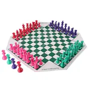 Plastic Chess Set Elegant Pieces and Checker Board Game Suit for 4 Player