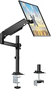 WALI Single Monitor Mount, Computer Monitor Stand for Desk 13-32 Inch, Monitor Arm Desk Mount up to 19.8lbs Gas Spring Arm with Clamp(GSDM001), Black