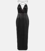 [Alessandra Rich] Alessandra Rich Silk-blend satin maxi dress AU 6 black