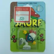 Smurfs 20121 Vtg Ice Skater Smurf Figure Schleich Skating Figurine Sealed Card