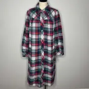 Vintage Leisure Life Robe Gown Womens Medium Red Plaid Tartan Christmas Grandma