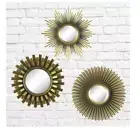 Better Homes & Gardens 3-Piece Round Sunburst Mirror Set in Gold Finish