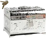 Treasure Chest Box for Kids Storage Pirate Treasure Chest with Lock for Party Supplies, Silver