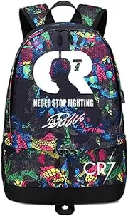 Soccer Player Star Luminous Multifunction Backpack Cristiano Ronaldo Luminous Ball Storage Backpack Sports Equipment Depositary Multifunctional Student Bookbag for Men Women,2