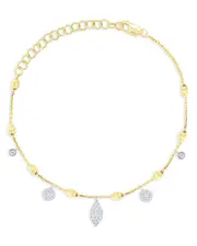 Meira T Two Tone Gold Pave Diamond Charm Bracelet, 0.16 ct. t. w.