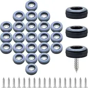 Suiwotin 24pcs 3/4" (19mm) Screw on Furniture Sliders, Teflon Chair Leg Slides, Round Furniture Glides with Screws for Hardwood Floors Protectors (Gray/Black)
