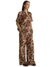 [Oxford] Jasmine Printed Shirt in Chocolate