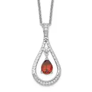 Sterling Silver Sentimental Expressions Rhodium-Plated Jan. Cz Stone Never Forget Tear 18In Birthstone Necklace