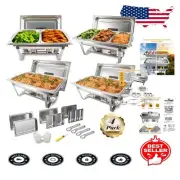 4-Pack 8QT Stainless Steel Chafing Dish Set - Premium Buffet Server for Events