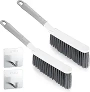 2 Pcs Stiff Bristle Hand Brush, Hand Broom, Portable Stiff Cleaning, Sweeping Indoor Outdoor, Car Wash, Dust, Soft Bristles Car Rim for Bed Sofa Clothes Pet Hair