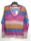 ASTR The Label Womens Multicolor Ombre V-Neck Wool Blend Pullover Sweater XS