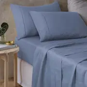 Vintage Design Homewares King Sky Blue Sky Blue Hemp Sheet Set