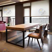 在飛比找蝦皮商城精選優惠-美式實木餐桌 簡約現代餐桌 家用飯桌 長方形餐桌椅組合 鐵藝