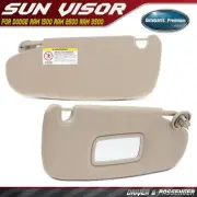 2pcs Left & Right Beige Sun Visor w/ Mirror & Lights for Dodge Ram 1500 Ram 2500
