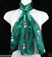 French Snowman Women's Scarf Christmas Fashion Holiday Snowmen Green Scarves