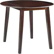 [vidaXL] Classic Brown MDF Drop-Leaf Extendable Dining Table with Durable Rubberwood Legs - Easy Assembly - Ideal for Small Spaces
