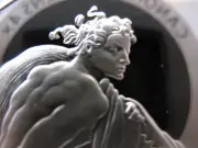 1.3-OZ.925 SILVER FRANKLIN MINT PROOF COIN IGNUDO GENIUS OF MICHELANGELO + GOLD