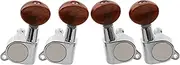 Musiclily 2R2L Sealed Ukulele Tuners Tuning Pegs Keys Machine Heads Set,Chrome with Red Pearl Button