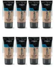 8 X L'Oreal Infallible ProGlow Radiant Finish 201 Classic Ivory Foundation SPF15