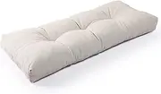 SUNROX LokGrip Non Slip Tufted Memory Foam Bench Cushion, FadeShield Water Resistant Durable Thicken Outdoor/Indoor Bench Seat Pads 42x16x4 inch, Cream