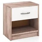 Bedside Table Nightstand with Drawer and Open Storage Shelf-Oak - Color: Oak