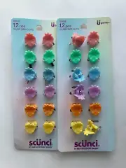 Two (2) Pack Scünci Strawberry Claw Hair Clips, Pastel Assorted Colors, 12-Count