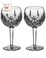 Waterford Lismore Set of Two 8oz Wine Balloons with $20 Credit
