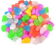 FUNOMOCYA 100Pcs Luminous Pebble Stones for Aquarium Decorations Glow Dark Gravel for Garden and Fish Tank Ornaments Safe for Freshwater and Saltwater Use