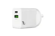 Gecko 20W PD Dual Port USB-C & USB-A Wall Charger 240V Smart Fast Charging White