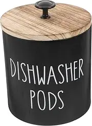 [Vaguelly] Airtight Laundry Holder Round Wood Storage Container with Knob Lid for Organizing Dishwasher Tablets Versatile Apothecary Jar for Kitchen Bathroom Use