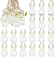 50 Piece Hanging Car Air Freshener Car Diffuser Bottles Empty Glass Perfume Bottles for Essential Oils Aromatherapy Fragrance Hanging Car Diffuser Bottle Pendant Ornament Air Freshener Decor