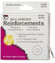 Charles Leonard Paper Hole Reinforcements, Self Adhesive, 1/4 Inch Holes Box
