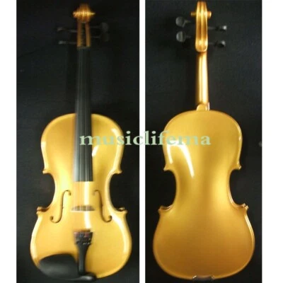 Colorful 4/4 Violin Student Full Size Violin w Case Bridge GOLDEN