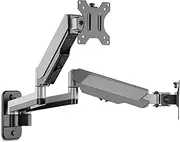 AVLT Dual Monitor Wall Mounted Gas Spring Pneumatic Monitor Arm 13-32" fits Two Flat/Curved Computer TV Screen with Extended Swivel Tilt Rotation Adjustable - VESA Weight Capacity 8kg/Screen