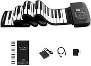 88 Keys Roll Up Piano, Flexible USB MIDI Piano Keyboard for Kids & Adults, One-Click Recording, Portable Rechargeable Piano with Built-in Speaker