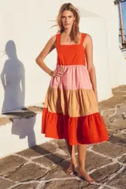Mister Zimi Sierra Midi Dress In Balearic Colourblock Cotton Midi NWT $189 SZ 16