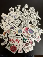 75+Temporary Tattoos Kids & Adults Body Art Stickers Assorted Colorful Designs