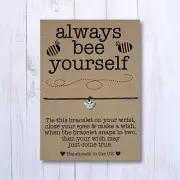 Always Be Yourself Charm Bracelet Party Bag Gift Bumble Bee Wish Bracelet