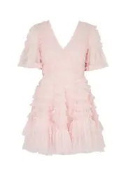 Needle & Thread Phoenix Ruffled Tulle Mini Dress - Light Pink - 14 (UK14 / L) 14 (UK14 / L)